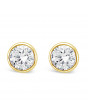 Round Rub-Over Set Solitaire Diamond Earrings, Set in 18ct Yellow Gold. Tdw 0.40ct